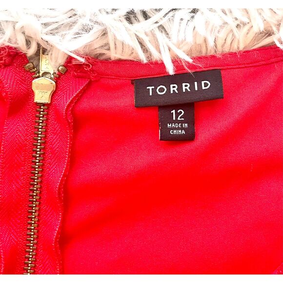 Torrid Red Coral Sleeveless Crochet Lace Fit Flare Dress Size 12 - Picture 7 of 11